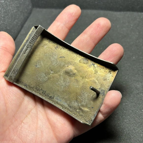 Vintage Alpaca Engraved Statue Of Liberty Silver Tone And Enamel Belt Buckle - Picture 4 of 11